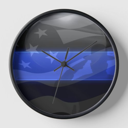 Thin Blue Line Trooper Flag Salute Clock