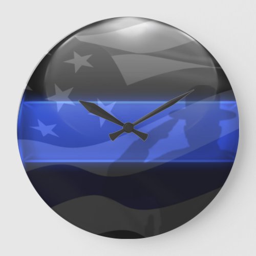 Thin Blue Line Trooper Flag Salute Large Clock