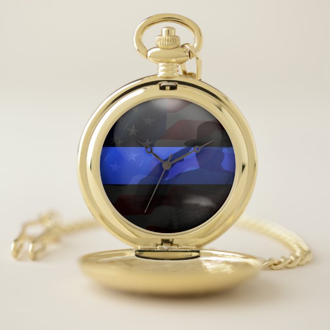 Thin Blue Line Trooper Salute Pocket Watch (Inside)