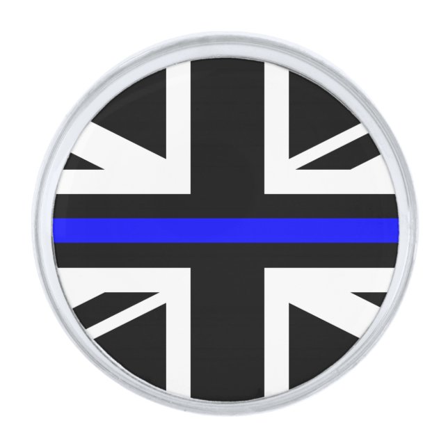 Thin Blue Line - UK Silver Finish Lapel Pin (Front)