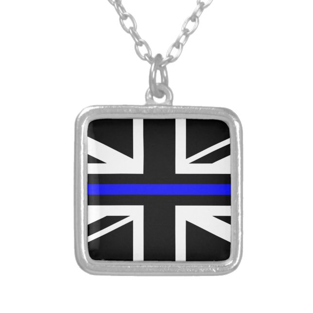Thin Blue Line - UK Silver Plated Necklace (Front)