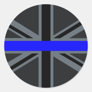 Thin Blue Line Union Jack Decor Classic Round Sticker