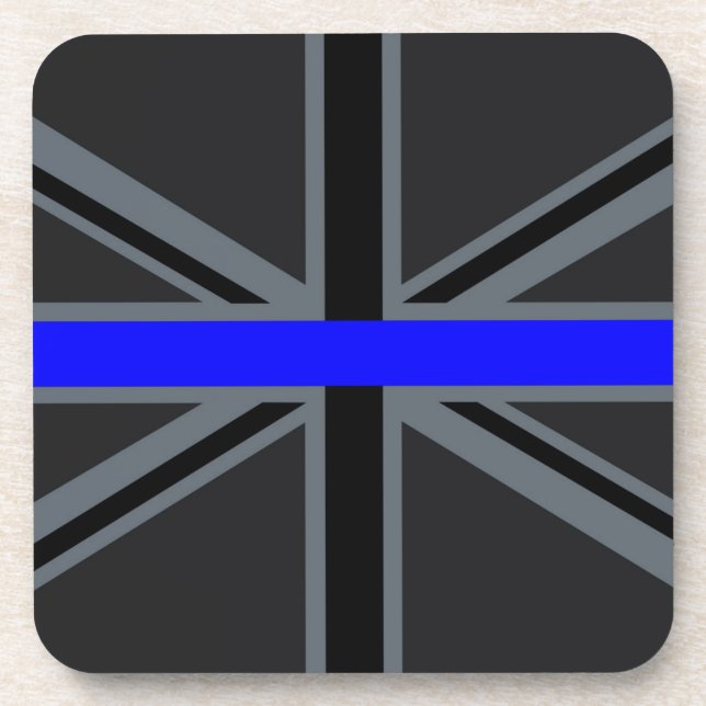 Thin Blue Line Union Jack Decor Drink Coaster (Front)