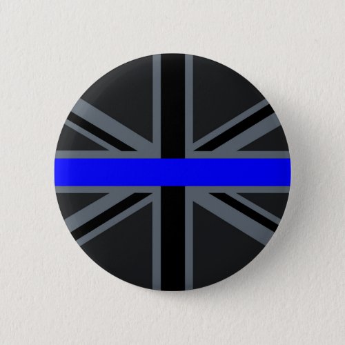 Thin Blue Line Union Jack Decor Pinback Button