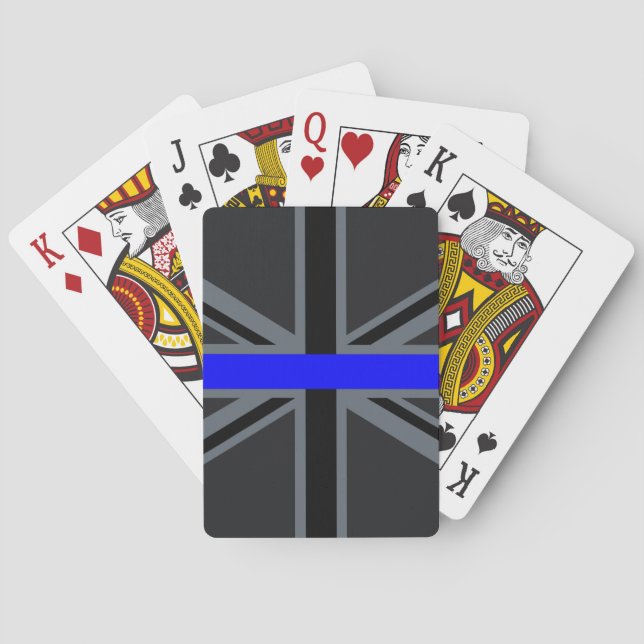 Thin Blue Line Union Jack Decor Poker Cards (Back)