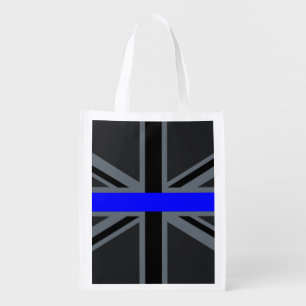 Thin Blue Line Union Jack Decor Reusable Grocery Bag
