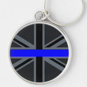 Thin Blue Line Union Jack Design Keychain