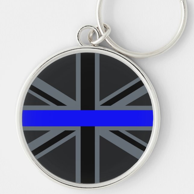 Thin Blue Line Union Jack Design Keychain (Front)