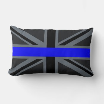 Thin Blue Line Union Jack Design Lumbar Pillow by MustacheShoppe at Zazzle
