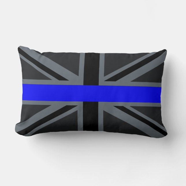 Thin Blue Line Union Jack Design Lumbar Pillow (Front)