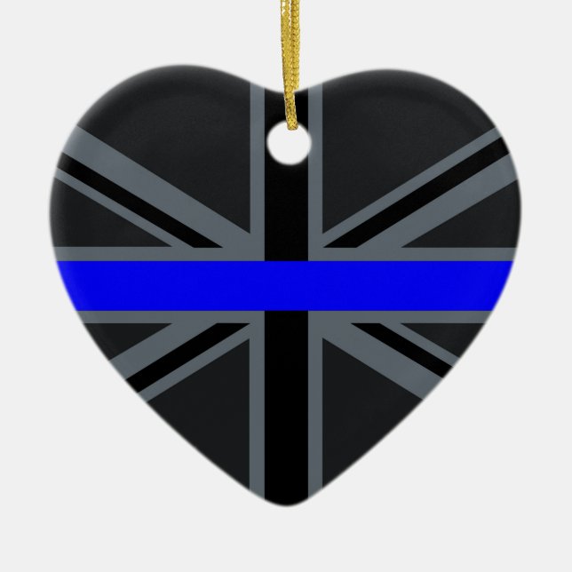 Thin Blue Line Union Jack Graphic Ceramic Ornament (Front)