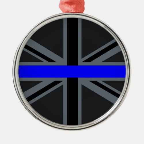 Thin Blue Line Union Jack Graphic Metal Ornament