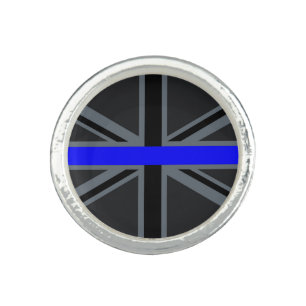 Thin Blue Line Union Jack Graphic Ring