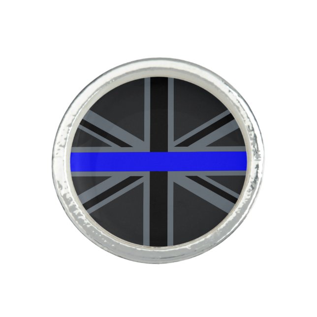 Thin Blue Line Union Jack Graphic Ring (Front)