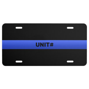 Thin Blue Line Unit Number License Plate