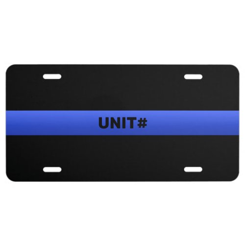 Thin Blue Line Unit Number License Plate