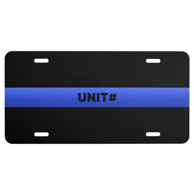 Thin Blue Line Unit Number License Plate (Front)