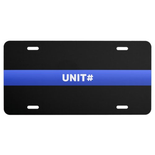 Thin Blue Line Unit Number License Plate