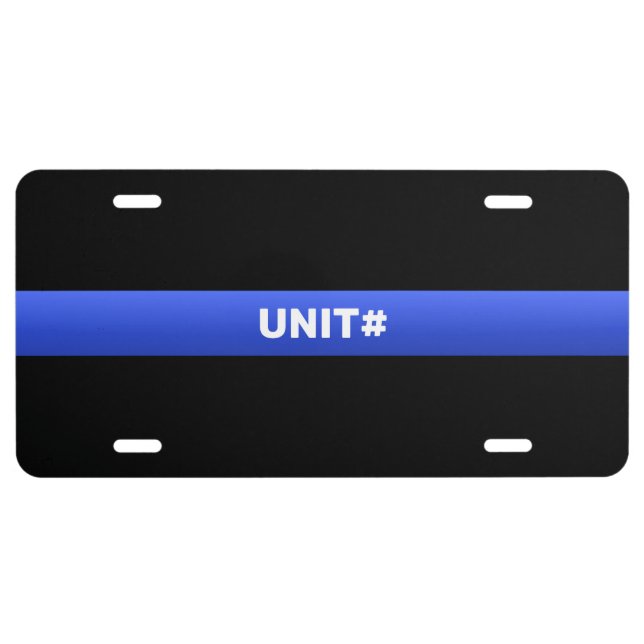 Thin Blue Line Unit Number License Plate (Front)