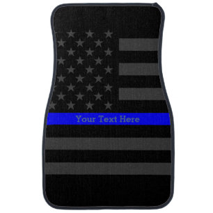 Thin Blue Line US Flag Personalized Graphic Accent Car Mat