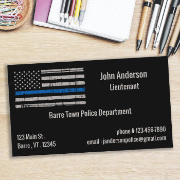 Thin Blue Line - Usa American Flag Police Business Card by BlackDogArtJudy at Zazzle