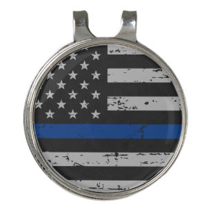 Thin Blue Line - Usa American Flag Police Officer Golf Hat Clip