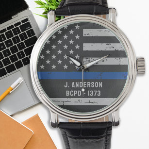 Thin Blue Line - USA American Flag - Police Watch