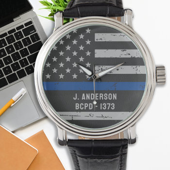 Thin Blue Line - Usa American Flag - Police Watch by BlackDogArtJudy at Zazzle