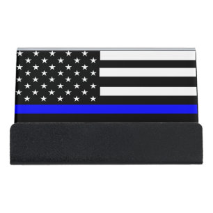 Thin Blue Line USA Flag Desk Business Card Holder