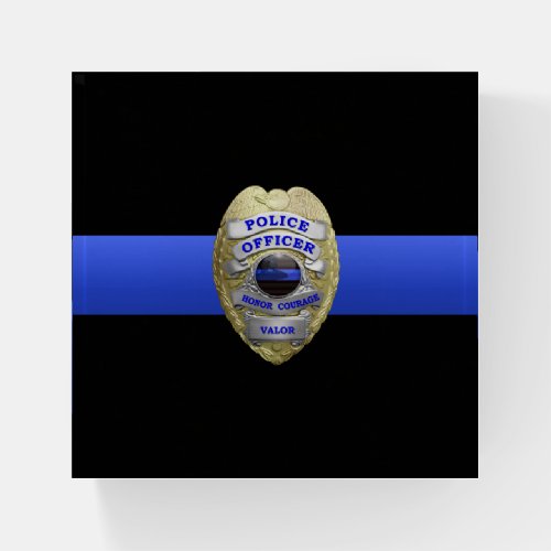 Thin Blue Line Valor Badge Paperweight