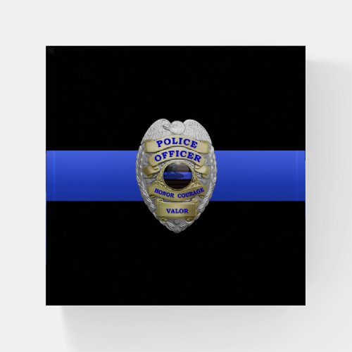Thin Blue Line Valor Badge Paperweight