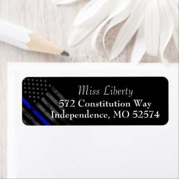 Thin Blue Line Vintage American Flag Label by KDRDZINES at Zazzle