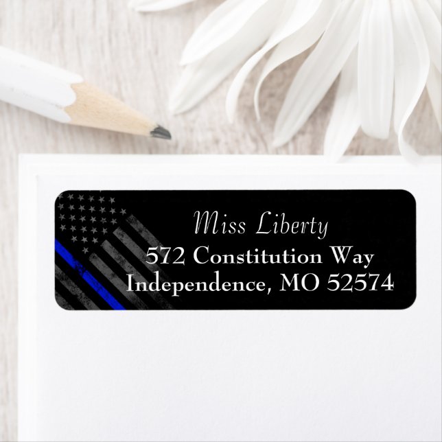 THIN BLUE LINE Vintage American Flag Label (Insitu)