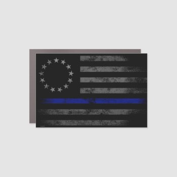 Thin Blue Line Vintage Betsy Ross American Flag Car Magnet by KDRDZINES at Zazzle