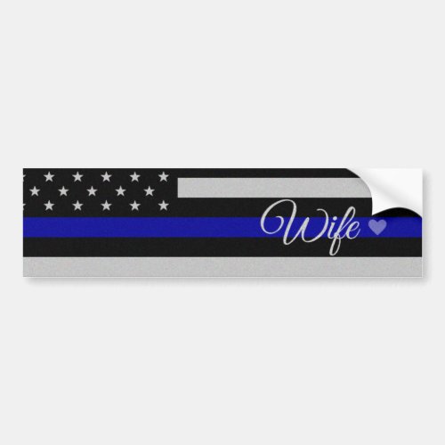 Thin Blue Line Wife Flag Bumper Sticker