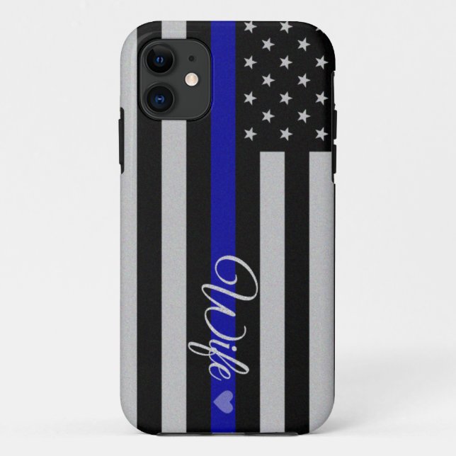 Thin Blue Line Wife Flag Case-Mate iPhone Case (Back)