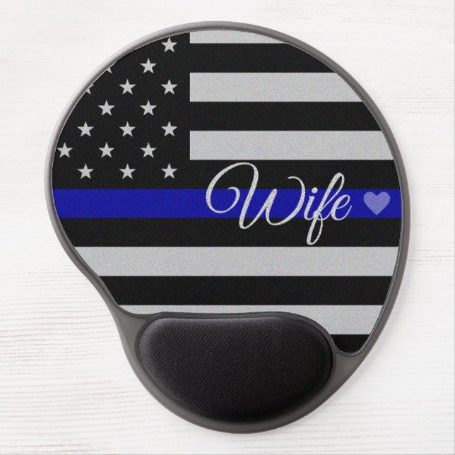Thin Blue Line Wife Flag Gel Mouse Pad (Front)