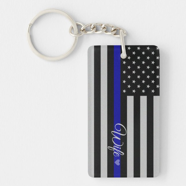 Thin Blue Line Wife Flag Keychain (Front)