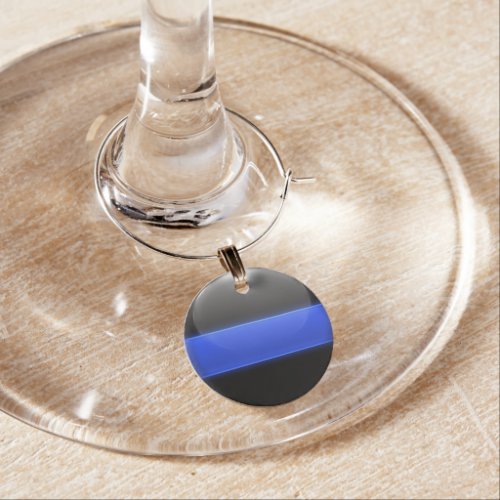 Thin Blue Line Wine Charm
