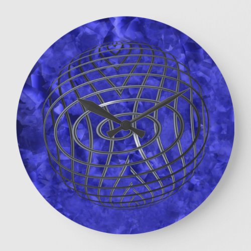 Thin Blue Line Wire Globe Large Clock