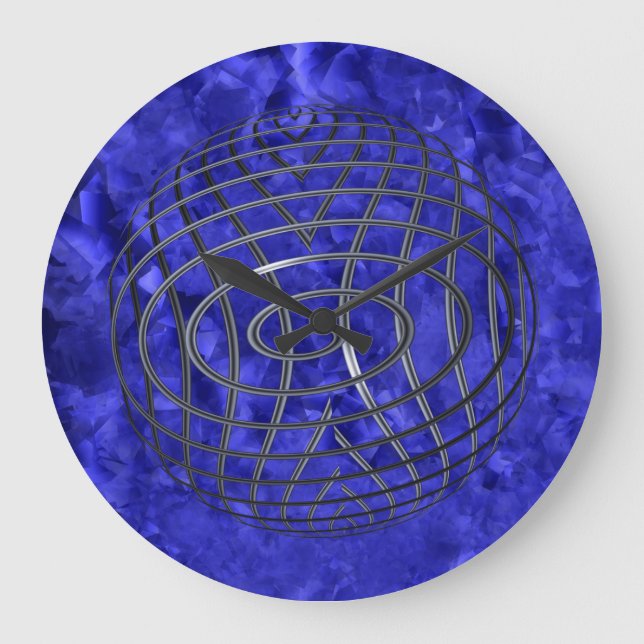 Thin Blue Line Wire Globe Large Clock (Front)