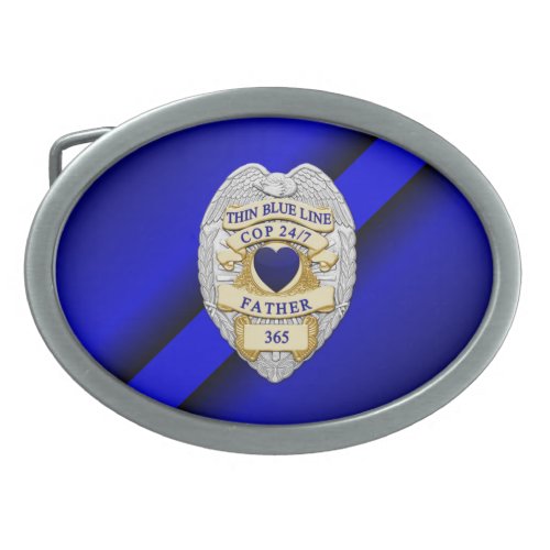 Thin Blue Line with Badge Belt Buckle