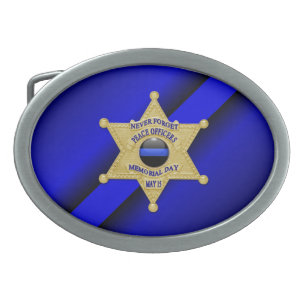 Thin Blue Line with Badge Belt Buckle