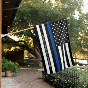 Thin Blue Line with Optional Text - Black White House Flag