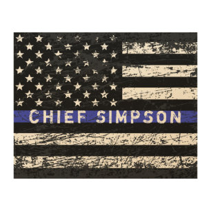 Thin Blue Line Wood Wall Art