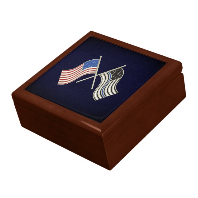 Thin Blue Line Wooden Jewelry Keepsake Box (Side)