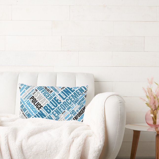 Thin Blue Line Word Cloud Throw Pillow (Couch)