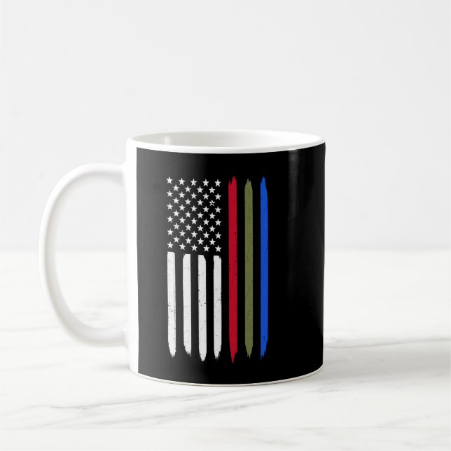 Thin Blue Red Green Line American Flag Police Mili Coffee Mug (Left)