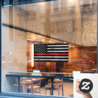 Thin Blue Red Tattered Distressed Flag Window Cling