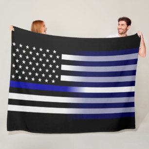 Thin Blue/White Line Flag Fleece Blanket